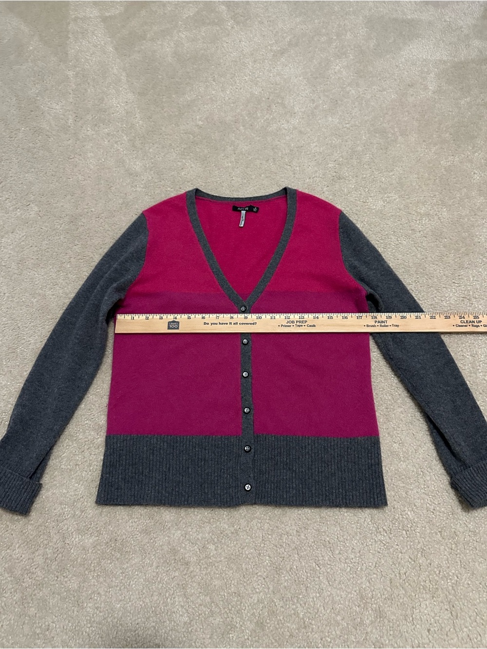 Apt. 9 Two-Tone V-Neck Cardigan - Magenta & Charcoal